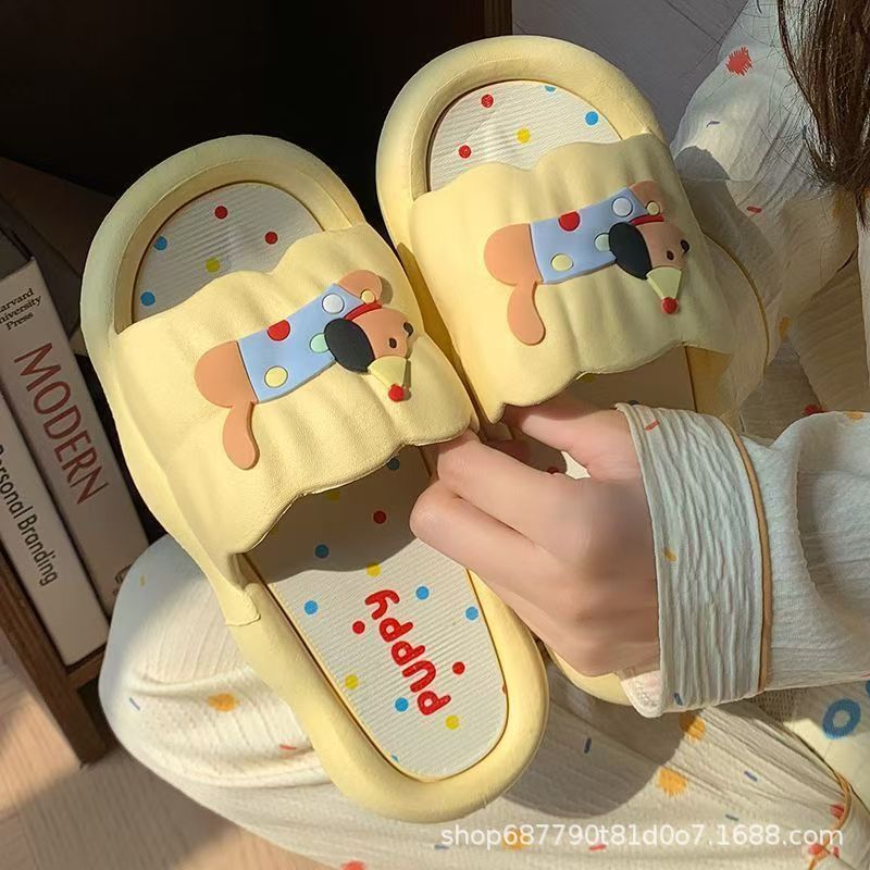 Embroidery Flat Shoes - รองเท้าแตะรูปฮอทดอกการ์ตูนสำหรับผู้หญิง นุ่มสบาย กันลื่น ใส่ได้ทั้งในบ้านและนอกบ้าน รองเท้าแตะฤดูร้อนน่ารัก รองเท้าคู่รักสำหรับใส่ในบ้าน