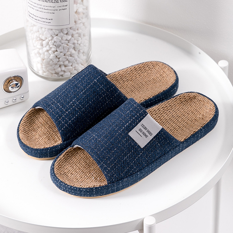 Embroidery Flat Shoes - รองเท้าแตะผ้าลินินระบายอากาศสำหรับผู้ชาย, รองเท้าใส่ในบ้านแบบเงียบสำหรับทุกฤดูกาล, รองเท้ากันลื่นสำหรับห้องนอน, รองเท้าแตะนุ่ม, รองเท้าแตะกันลื่นสำหรับใช้ในบ้าน