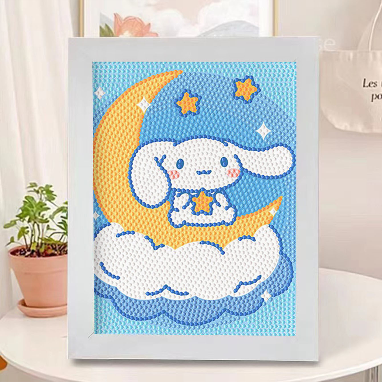 Embroidery Art - ภาพวาดตกแต่งคริสตัลเพชรเต็มรูปแบบ Sanliou Moon Jade Guigou ชุดปักครอสติช