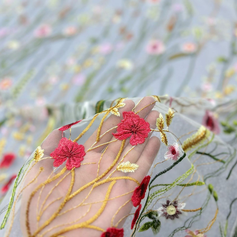 ปักพืชน้ําผ้าลูกไม้ 3D ดอกไม้  - Embroidery Abaya บทวิจารณ์และราคา