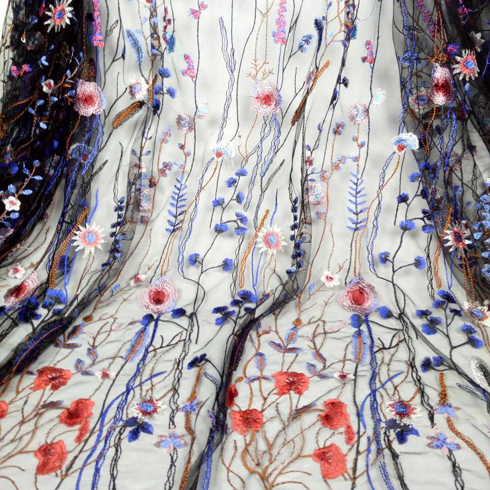 ปักพืชน้ําผ้าลูกไม้ 3D ดอกไม้  - Embroidery Abaya บทวิจารณ์และราคา