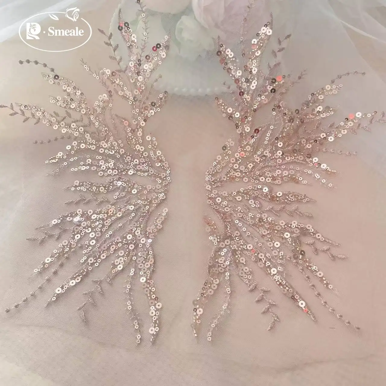ลูกไม้ปักลายดอกไม้สีโรสโกลด์ปร - Embroidery Youtube บทวิจารณ์และราคา