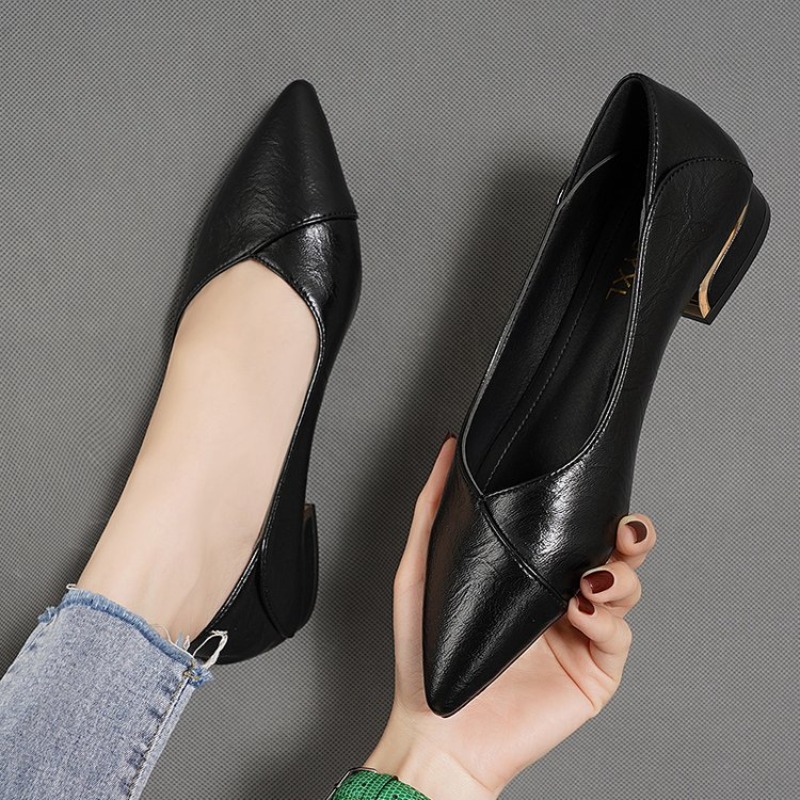 รองเท้าหนังผู้หญิงทรงหัวแหลม ส - Embroidery Flat Shoes บทวิจารณ์และราคา