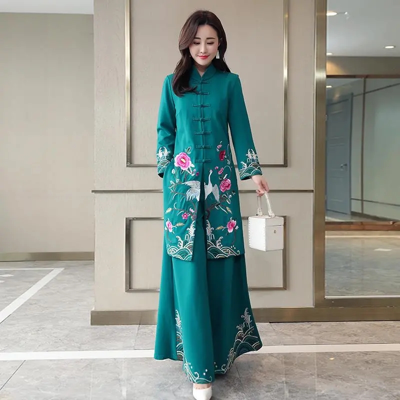 ยาวสไตล์ชาติพันธุ์ Cheongsam ช - Embroidery Youtube บทวิจารณ์และราคา