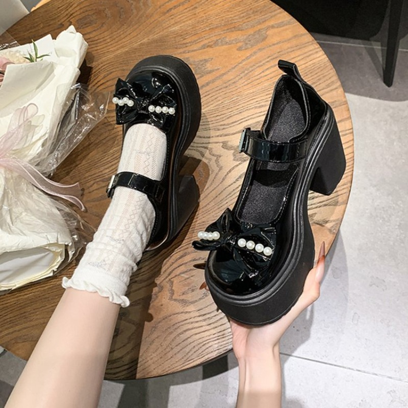รองเท้าโลลิต้าสีดำ ปี 2026 รอง - Embroidery Flat Shoes บทวิจารณ์และราคา