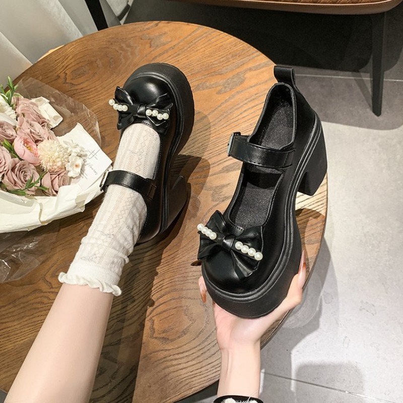 รองเท้าโลลิต้าสีดำ ปี 2026 รอง - Embroidery Flat Shoes บทวิจารณ์และราคา