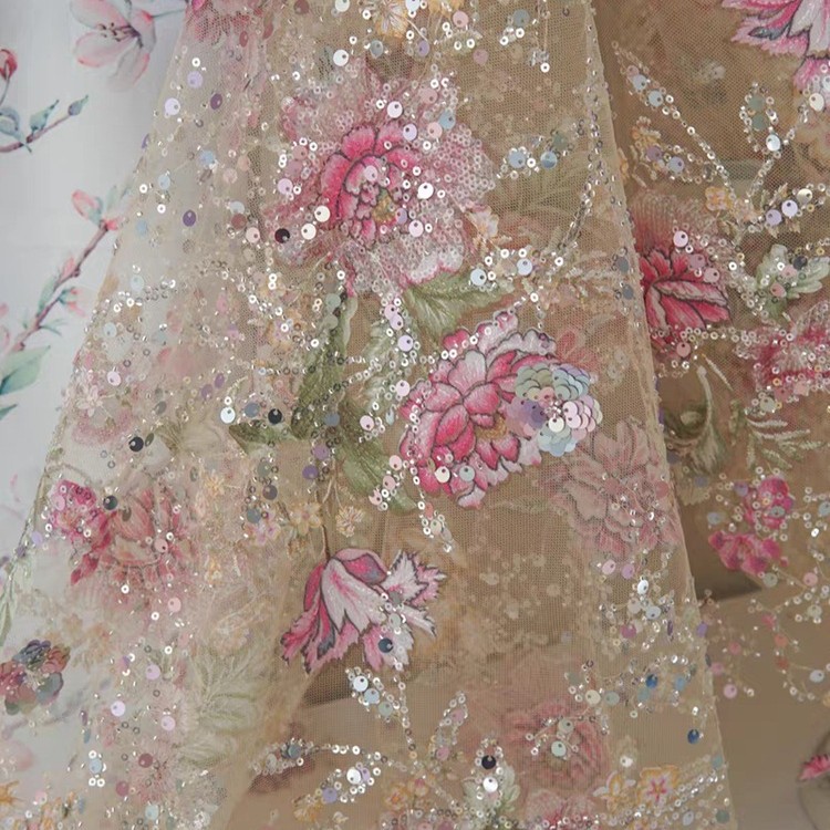 ผ้าลูกไม้ปักลายหรูหรา กว้าง 1  - Embroidery Abaya บทวิจารณ์และราคา