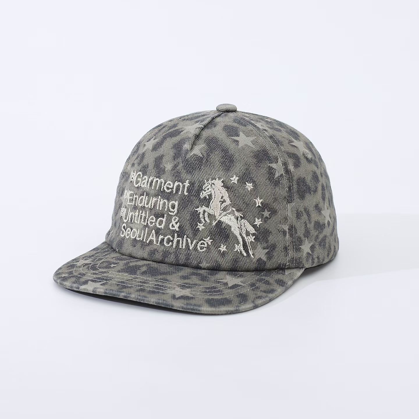 หมวกเบสบอลปีกแบนลายดาวลายเสือด - Embroidery Photoshop บทวิจารณ์และราคา
