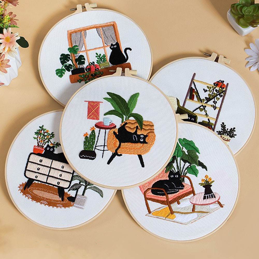 ชุดปักลายแมวดำ |   อุปกรณ์งานเ - Embroidery Ideas For Bags บทวิจารณ์และราคา