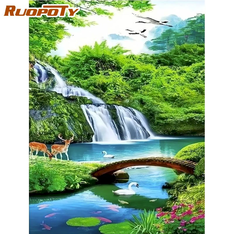ชุดภาพวาดเพชร RUOPOTY สำหรับผู - Embroidery Ideas For Bags บทวิจารณ์และราคา